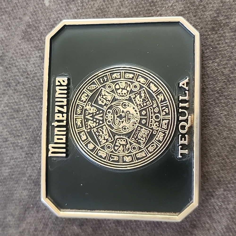 Montezuma Tequila Men’s Belt Buckle By Barton’s  Brands Gold And Black